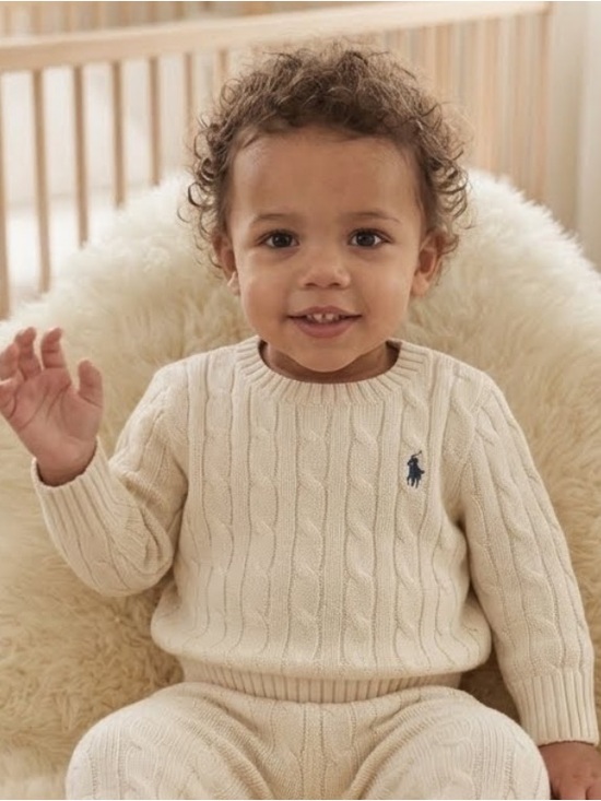 Polo Ralph Lauren Other - Polo by Ralph Lauren Cream Cable Knit Sweater with Navy Pony - size 2T